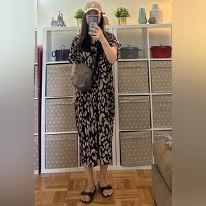 H&M Leopard-Print V-Neck Maxi Dress - Brown & Black